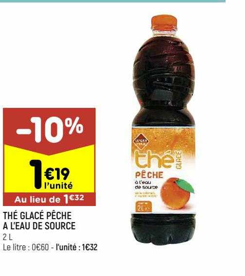 thé glacé pêche à l'eau de source