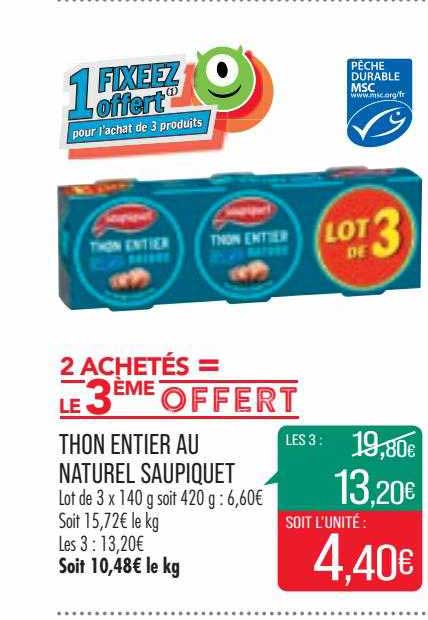 Thon Entier Au Naturel Saupiquet
