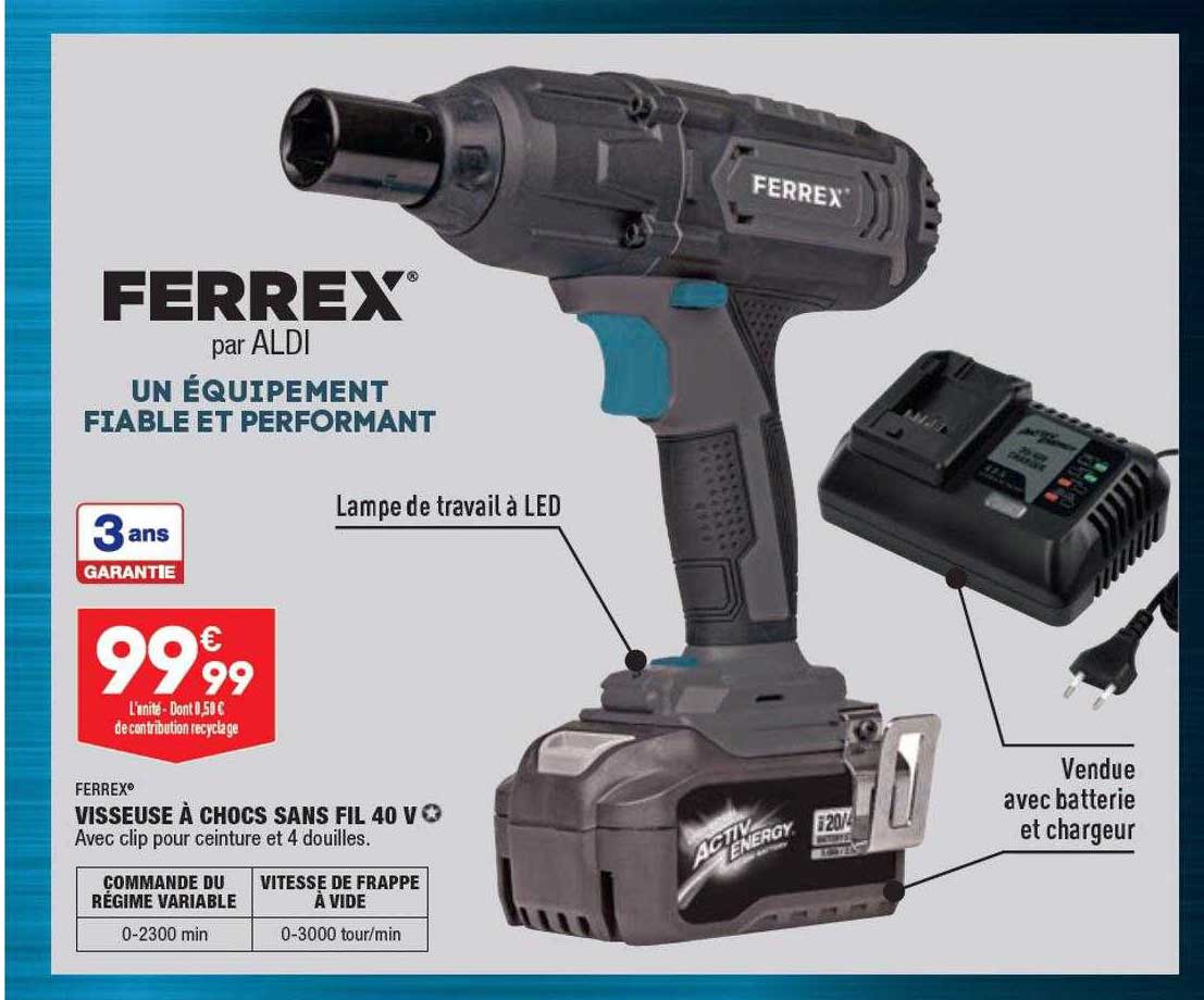 visseuse à chocs sans fil 40 v ferrex