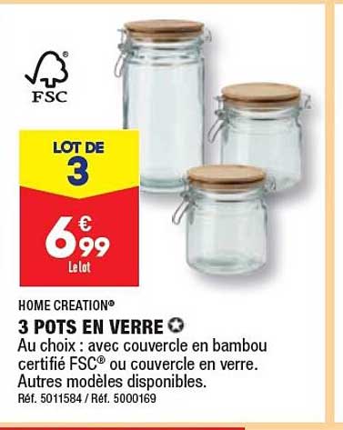 3 pots en verre home création