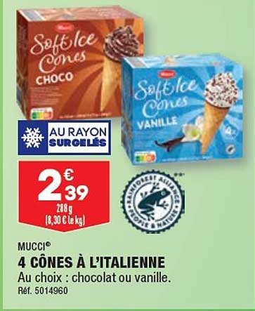 4 cônes à l'italienne mucci
