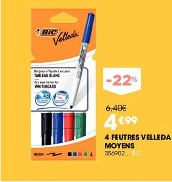4 feutres velleda moyens bic