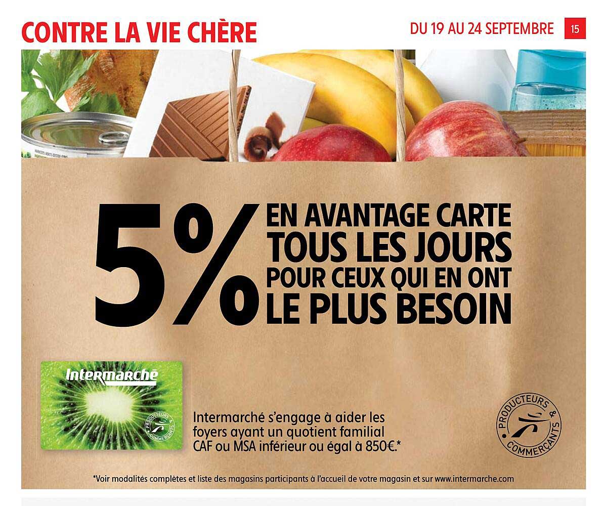5% en avantage carte tous les jours pour ceux qui en ont le plus besoin