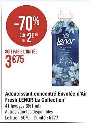 adoucissant concentré envolée d'air fresh lenor la collection