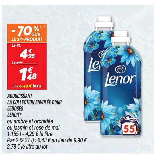 adoucissant la collection envolée d'air 55 doses lenor