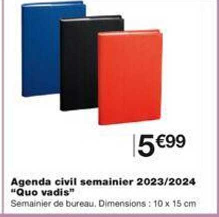 agenda civil semainier 2023/2024 "quo vadis"
