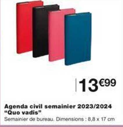 agenda civil semainier 2023/2024 "quo vadis"