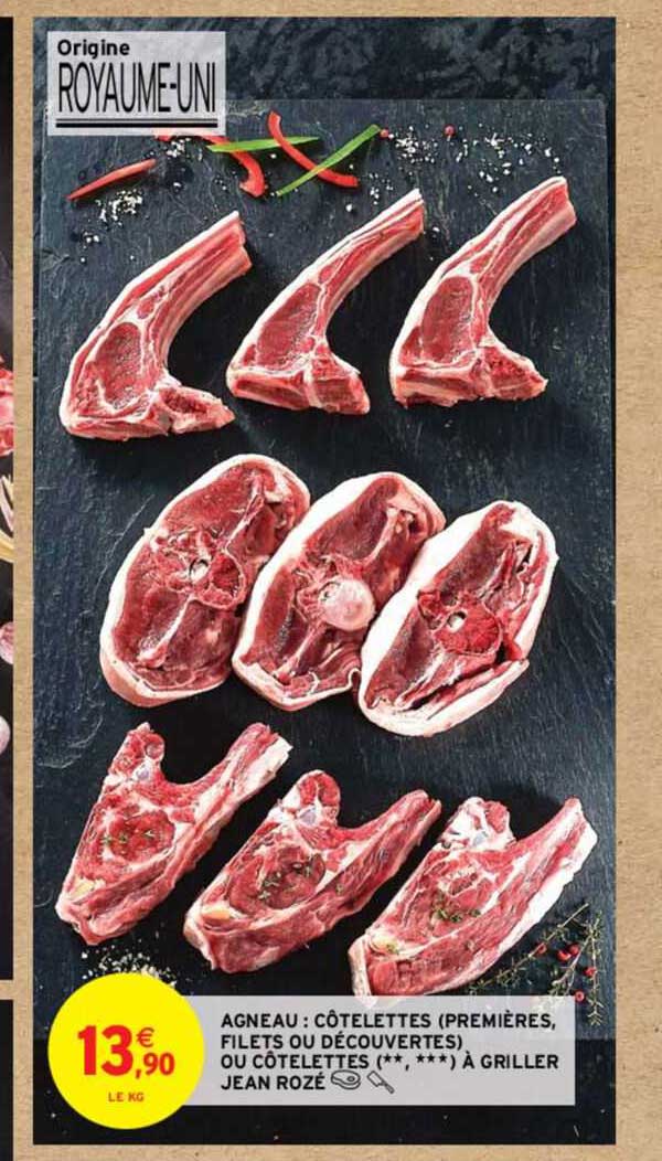 agneau : côtelettes (premières, filets ou découvertes) ou côtelettes (**,***) à griller jean rozé