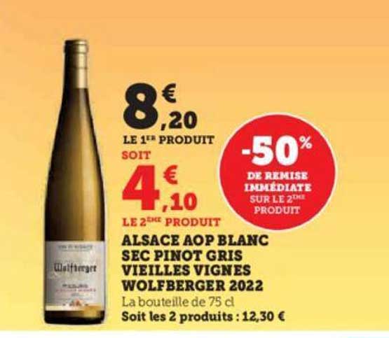 alsace aop blanc sec pinot gris vieilles vignes wolfberger 2022
