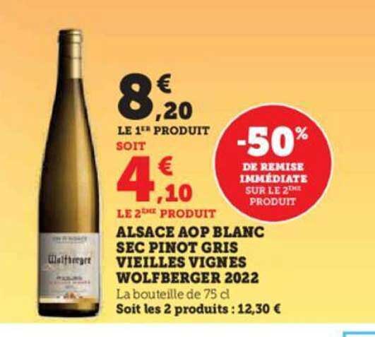 alsace aop blanc sec pinot gris vieilles vignes wolfberger 2022