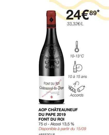 aop châteauneuf du pape 2019 font du roi