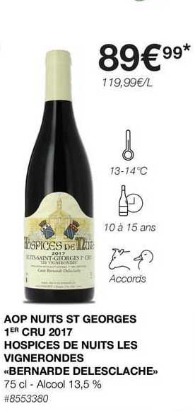 aop nuits st georges 1er cru 2017 hospices de nuits les vignerondes «bernarde delesclache»
