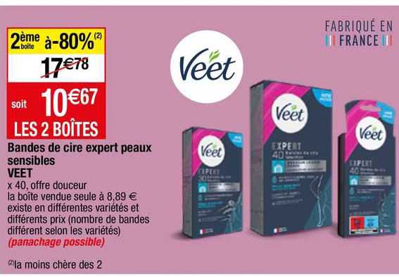 bandes de cire expert peaux sensibles veet