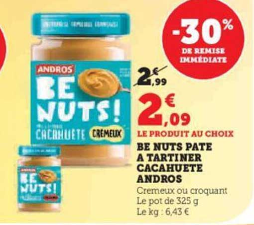 be nuts pâte à tartiner cacahuète andros