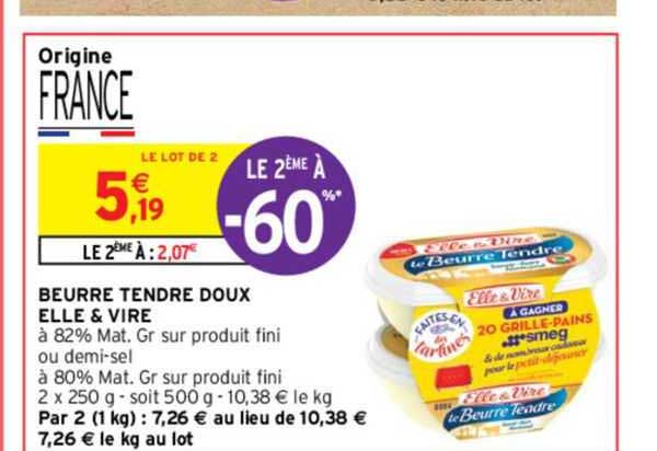 Beurre Tendre Doux Elle & Vire