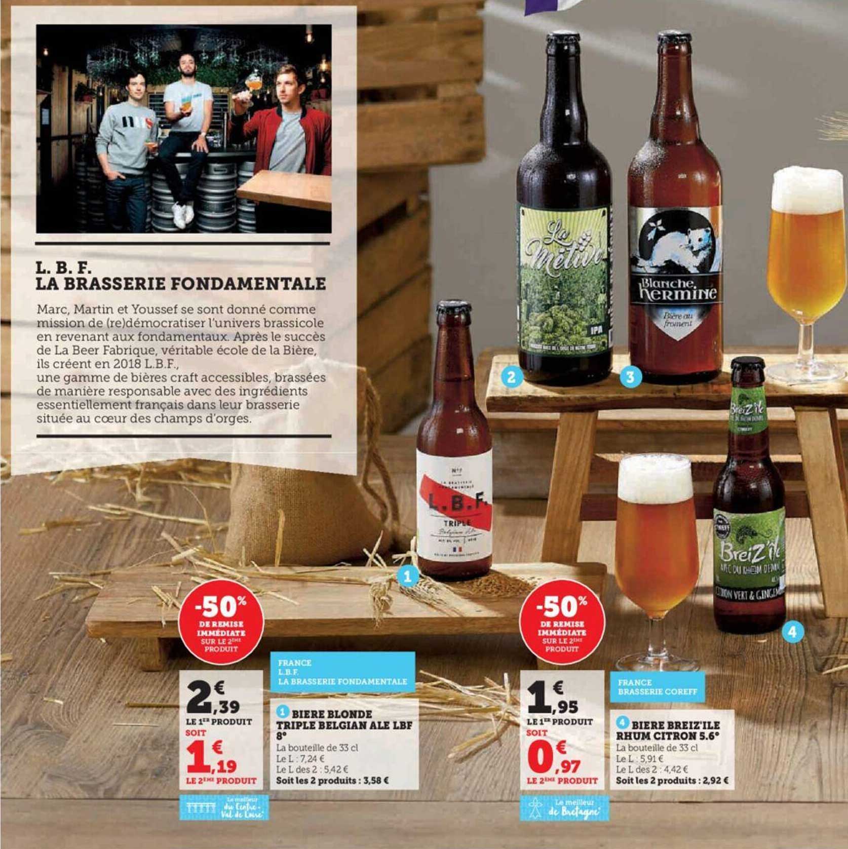 bière blonde triple belgian ale lbf 8°, bière breiz'ile rhum citron 5.6°