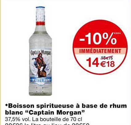 boisson spiritueuse à base de rhum blanc "captain morgan"