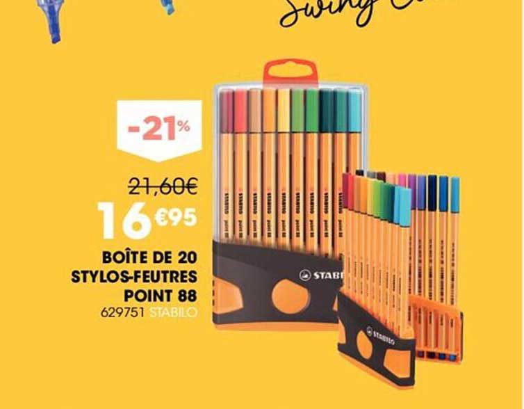 boîte de 20 stylos-feutres point 88 stabilo