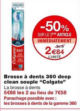 brosse à dents 360 deep clean souple "colgate"