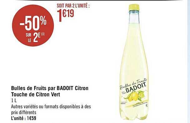 bulles de fruits par badoit citron touche de citron vert