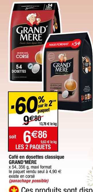 cafe en dosettes classique grand mere