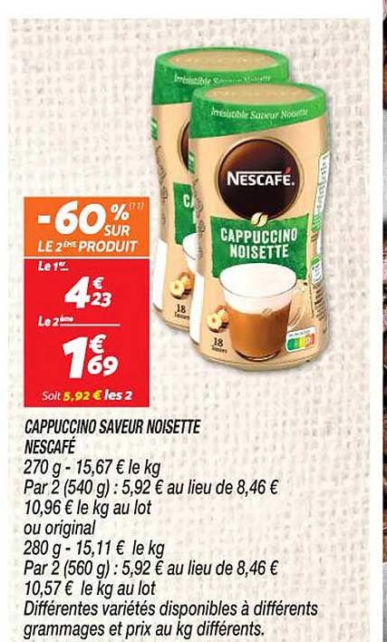 Cappuccino Saveur Noisette Nescafé