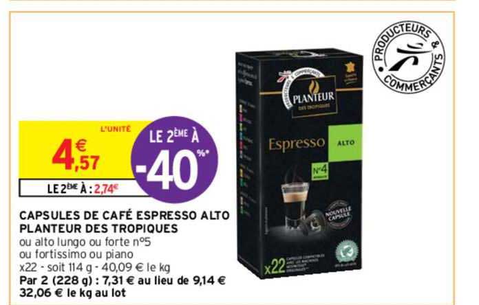capsules de café espresso alto planteur des tropiques