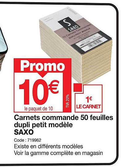 carnets commande 50 feuilles dupli petit modele saxo