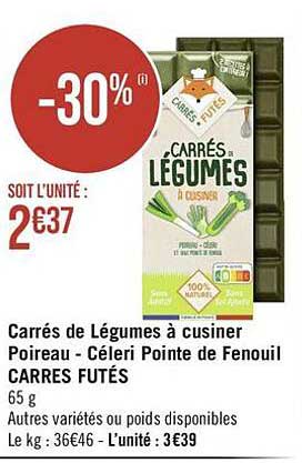 carrés de légumes à cuisiner poireau - céleri pointe de fenouil carrés futés