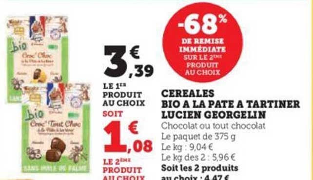 céréales bio à la pâte à tartiner lucien georgelin