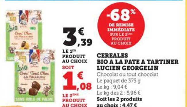 céréales bio à la pâte à tartiner lucien georgelin