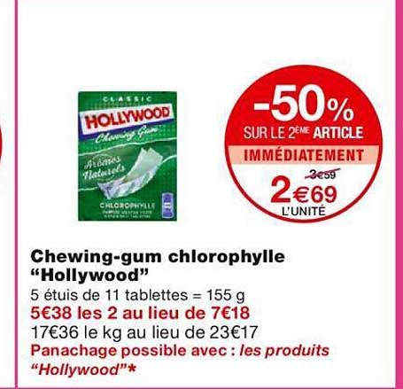 chewing-gum chlorophylle "hollywood"