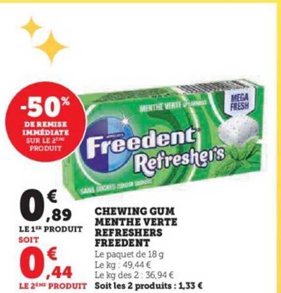 Chewing Gum Menthe Verte Refreshers Freedent