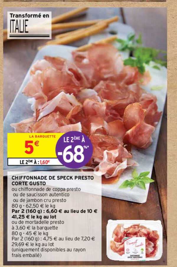chiffonnade de speck presto corte gusto