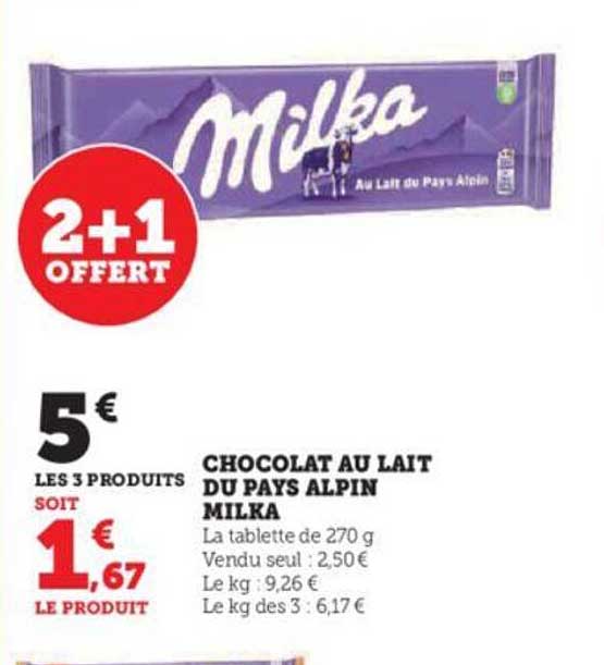 Chocolat Au Lait Du Pays Alpin Milka