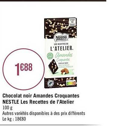 chocolat noir amandes croquantes nestlé les recettes de l'atelier