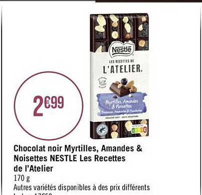 chocolat noir myrtilles, amandes & noisettes nestlé les recettes de l'atelier