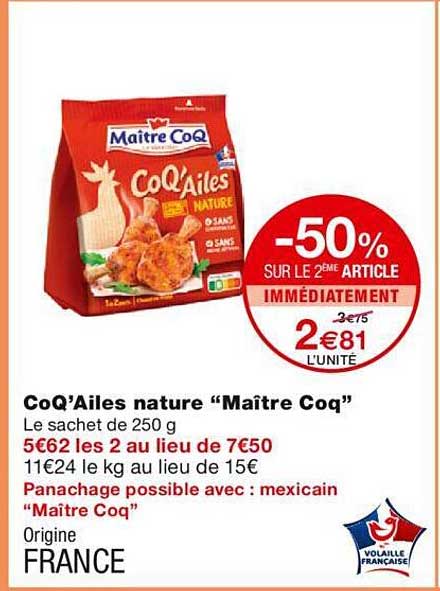 coq'ailes nature "maître coq"