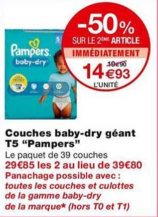 couches baby-dry géant t5 "pampers"