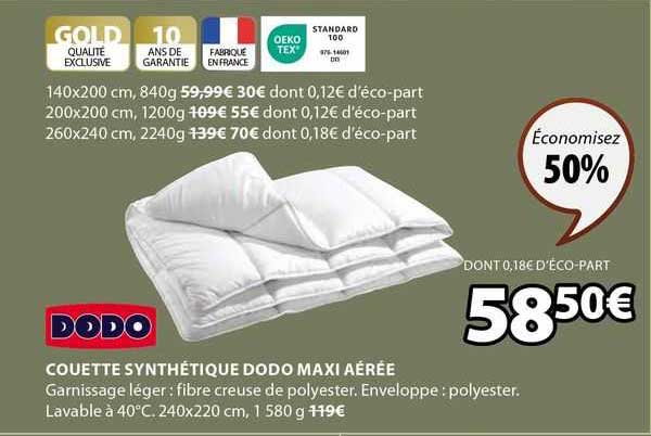 couette synthétique dodo maxi aérée
