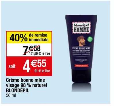 creme bonne mine visage 98% naturel blondepil