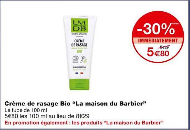 crème de rasage bio "la maison du barbier"
