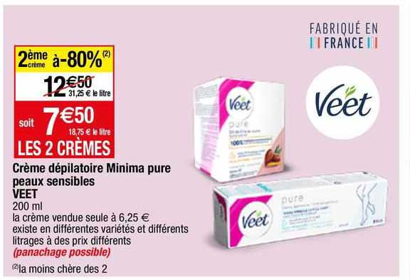 creme depilatoire minima pure peaux sensibles veet