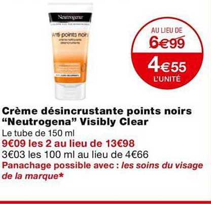 crème désincrustante points noirs "neutrogena" visibly clear