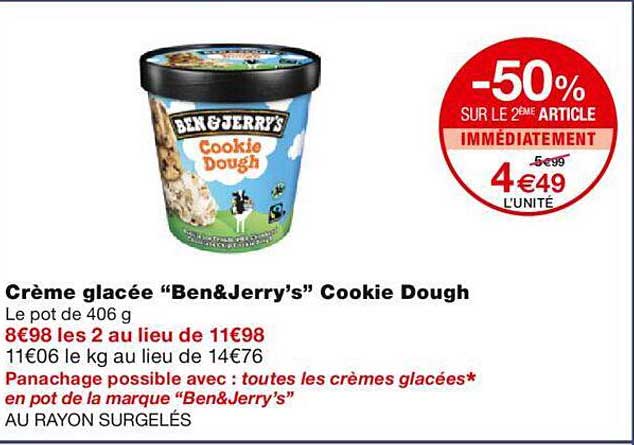 crème glacée "ben & jerry's" cookie dough