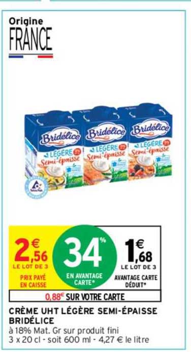 crème uht légère semi-épaisse bridélice