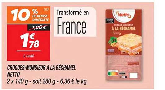 croque-monsieur à la béchamel netto