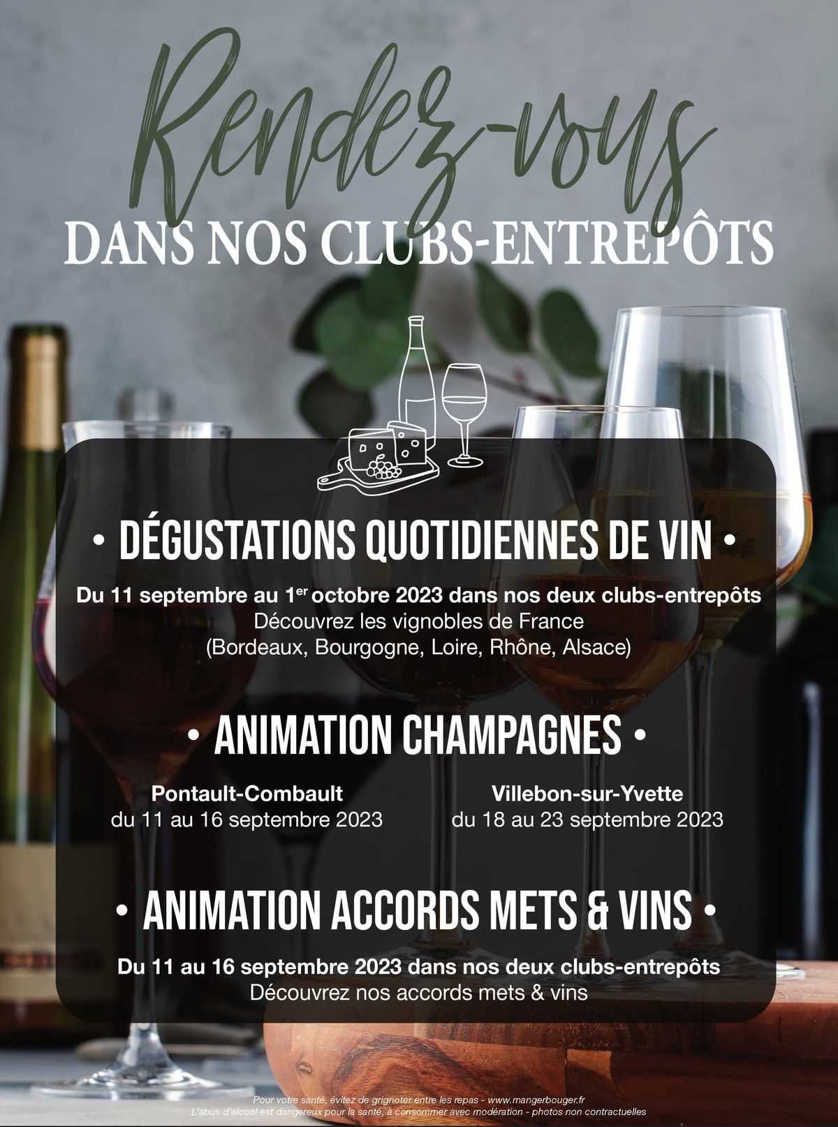 dégustations quotidiennes de vin, animation champagnes, animation accords mets & vins