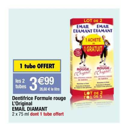 dentifrice formule rouge l'original elamil diamant