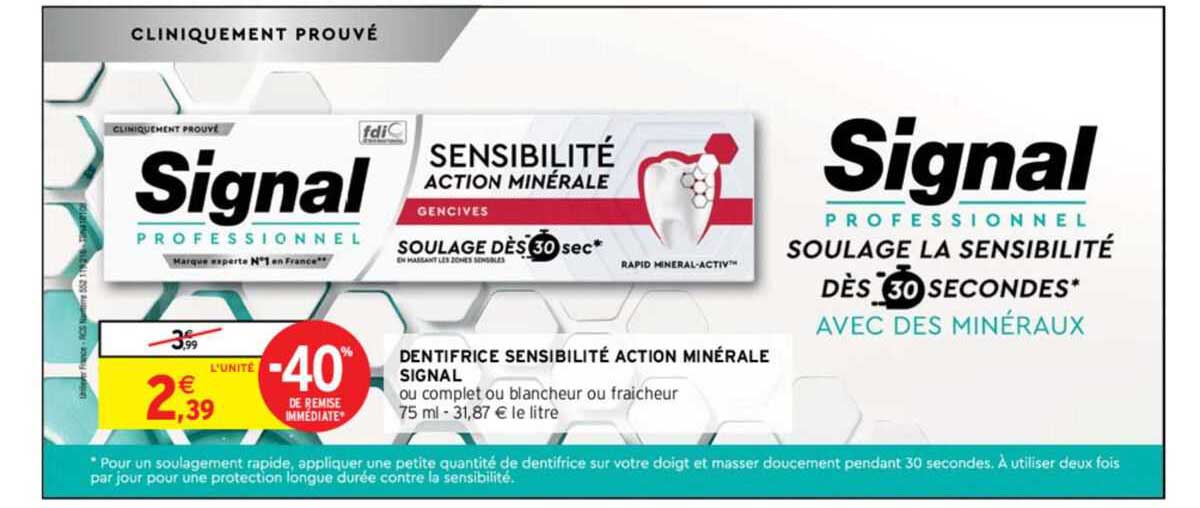 dentifrice sensibilité action minérale signal